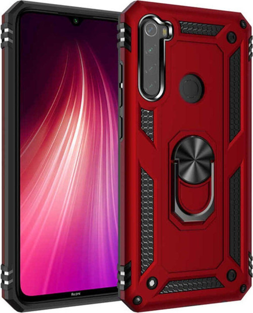 Xiaomi Redmi Note 8 Kılıf Vega Yüzüklü Standlı Tank Zırh Kapak + Ekran Koruma