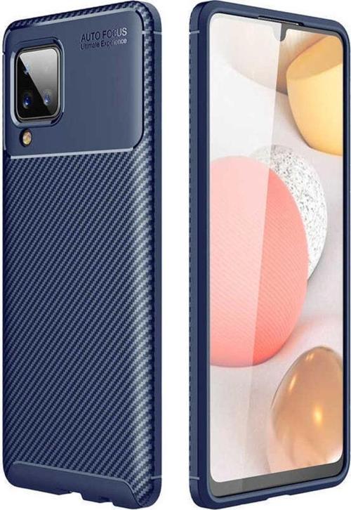 Samsung Galaxy A12 Kılıf Negro Karbon Görünümlü Silikon Kapak + Ekran Koruma