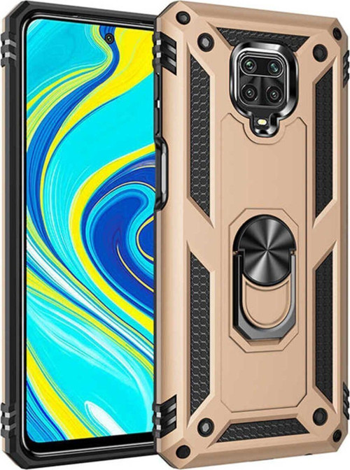 Xiaomi Redmi Note 9S Kılıf Vega Yüzüklü Standlı Tank Zırh Kapak + Ekran Koruma