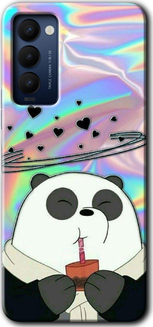 Tecno Camon 18 Kılıf Hd Desen Baskılı Arka Kapak - Milkshake Panda