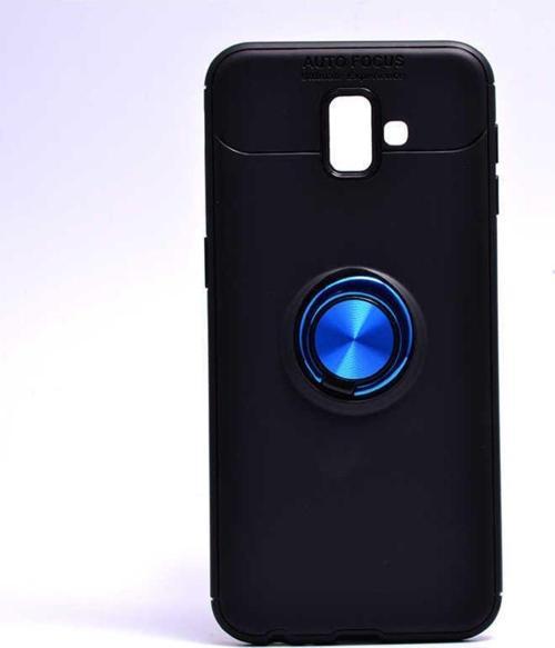 Anka Cep Samsung Galaxy J6 Plus Kılıf Ravel Yüzüklü Standlı Silikon Kapak + Kablo Koruma + Ekran Koruma