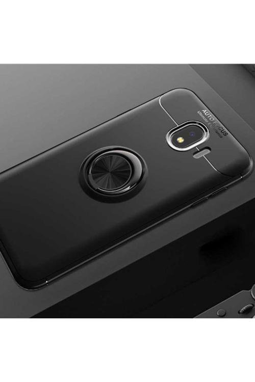 Anka Cep Samsung Galaxy J4 Kılıf Ravel Yüzüklü Standlı Silikon Kapak + Kablo Koruma + Ekran Koruma