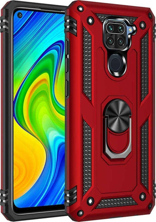 Xiaomi Redmi Note 9 Kılıf Vega Yüzüklü Standlı Tank Zırh Kapak + Ekran Koruma