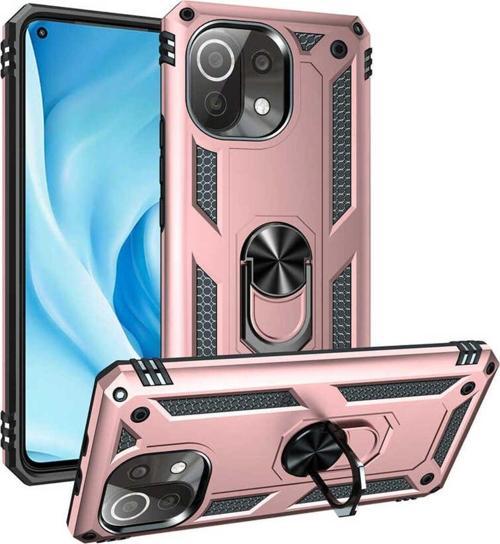 Xiaomi Mi 11 Lite Kılıf Vega Yüzüklü Standlı Tank Zırh Kapak + Ekran Koruma