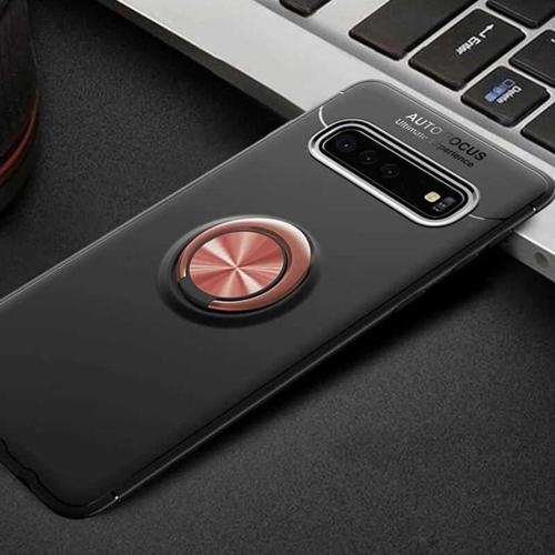 Anka Cep Samsung Galaxy S10 Kılıf Ravel Yüzüklü Standlı Silikon Kapak + Kablo Koruma + Ekran Koruma