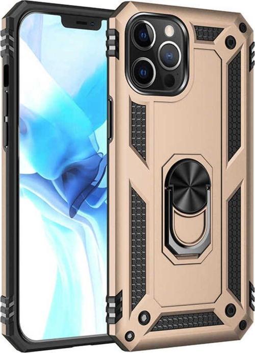 Apple İphone 12 Pro Max Kılıf Vega Yüzüklü Standlı Tank Zırh Kapak + Ekran Koruma
