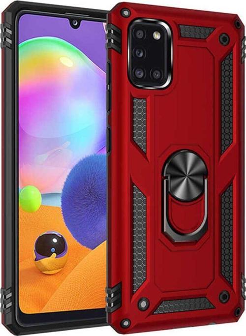 Samsung Galaxy A31 Kılıf Vega Yüzüklü Standlı Tank Zırh Kapak + Ekran Koruma