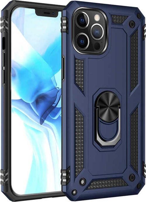 Apple İphone 12 Pro Max Kılıf Vega Yüzüklü Standlı Tank Zırh Kapak + Ekran Koruma