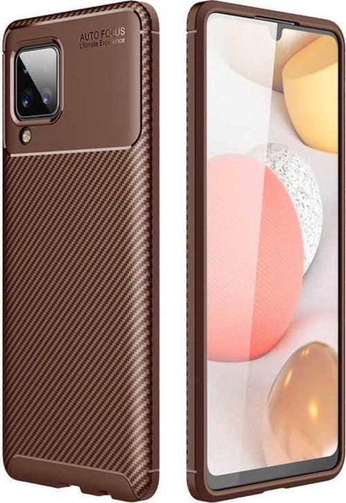 Samsung Galaxy A12 Kılıf Negro Karbon Görünümlü Silikon Kapak + Ekran Koruma