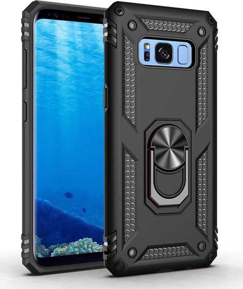 Samsung Galaxy S8 Kılıf Vega Yüzüklü Standlı Tank Zırh Kapak + Ekran Koruma