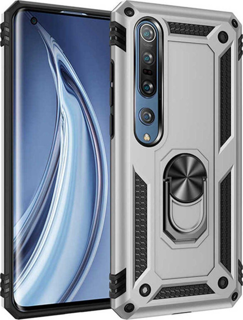 Xiaomi Mi Note 10 Lite Kılıf Vega Yüzüklü Standlı Tank Zırh Kapak + Ekran Koruma