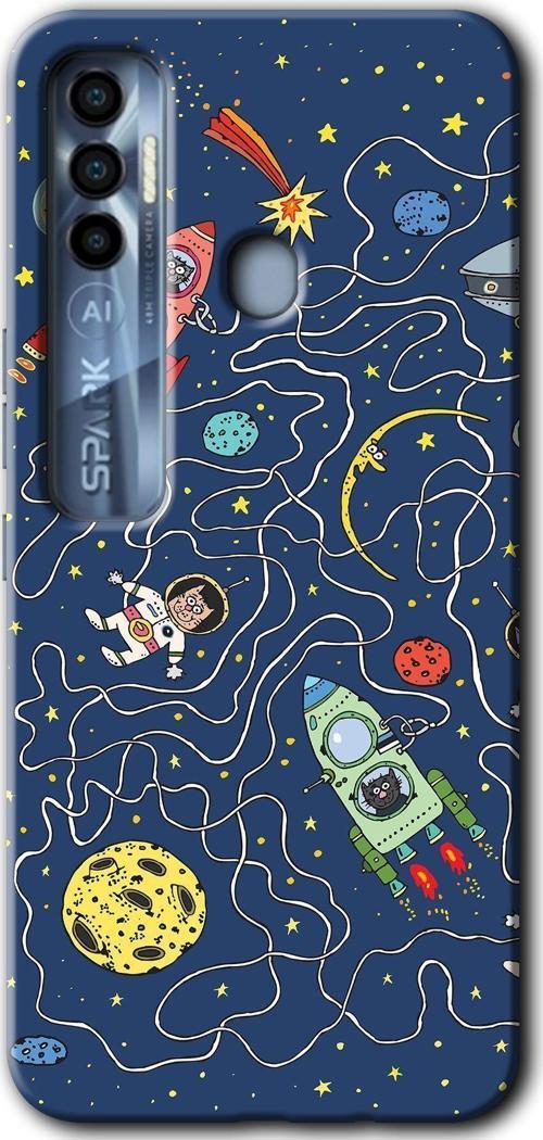 Tecno Tekno Spark 7 Pro Kılıf Hd Desen Baskılı Arka Kapak - Kedi Galaksi