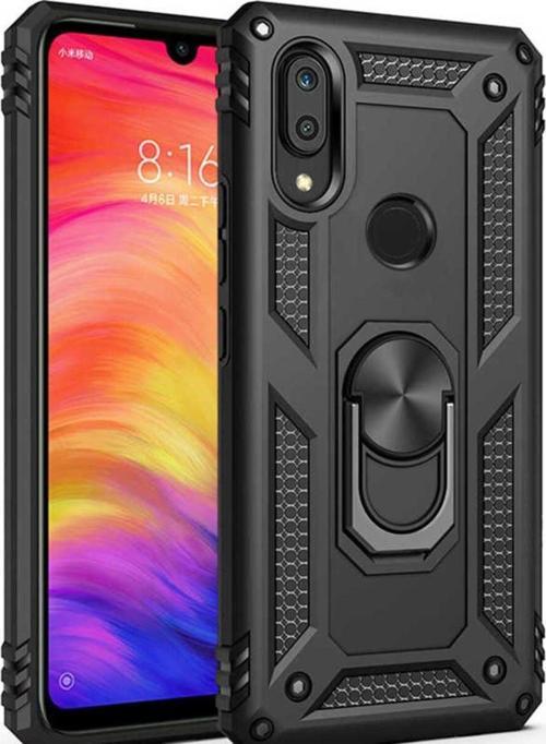 Huawei P Smart 2019 Kılıf Vega Yüzüklü Standlı Tank Zırh Kapak + Ekran Koruma