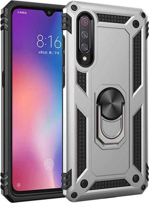 Xiaomi Mi 9 Kılıf Vega Yüzüklü Standlı Tank Zırh Kapak + Ekran Koruma