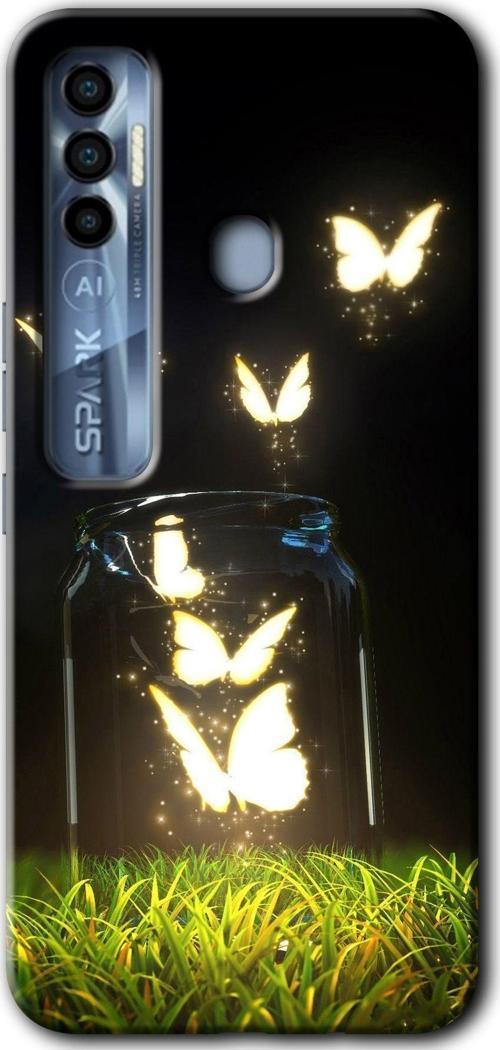Tecno Tekno Spark 7 Pro Kılıf Hd Desen Baskılı Arka Kapak - Işıklı Kelebekler