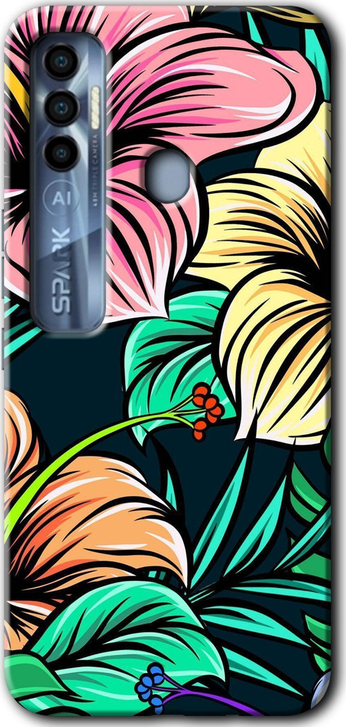 Tecno Tekno Spark 7 Pro Kılıf Hd Desen Baskılı Arka Kapak - Çizim Çiçekler