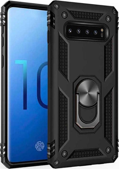 Samsung Galaxy S10 Kılıf Vega Yüzüklü Standlı Tank Zırh Kapak + Ekran Koruma