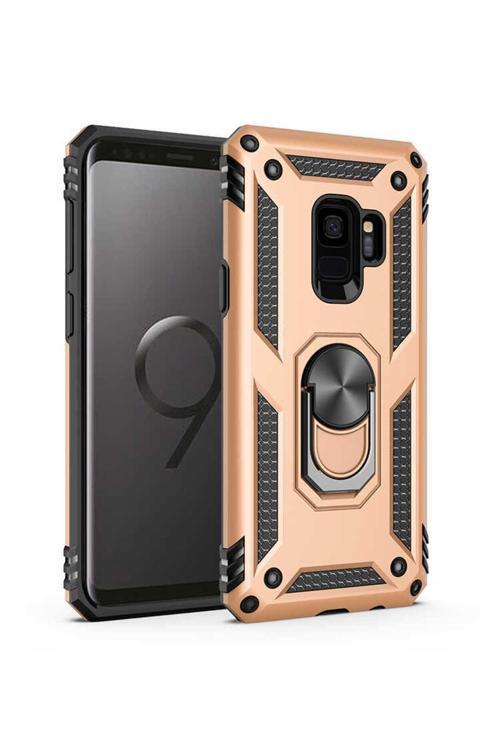 Samsung Galaxy S9 Kılıf Vega Yüzüklü Standlı Tank Zırh Kapak + Ekran Koruma