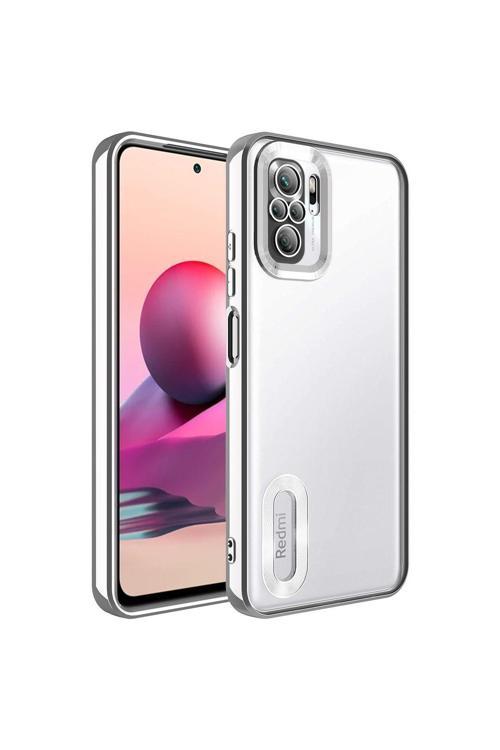 Xiaomi Redmi Note 10 Kılıf Kamera Korumalı Logo Gösteren Omega Kapak + Ekran Koruma