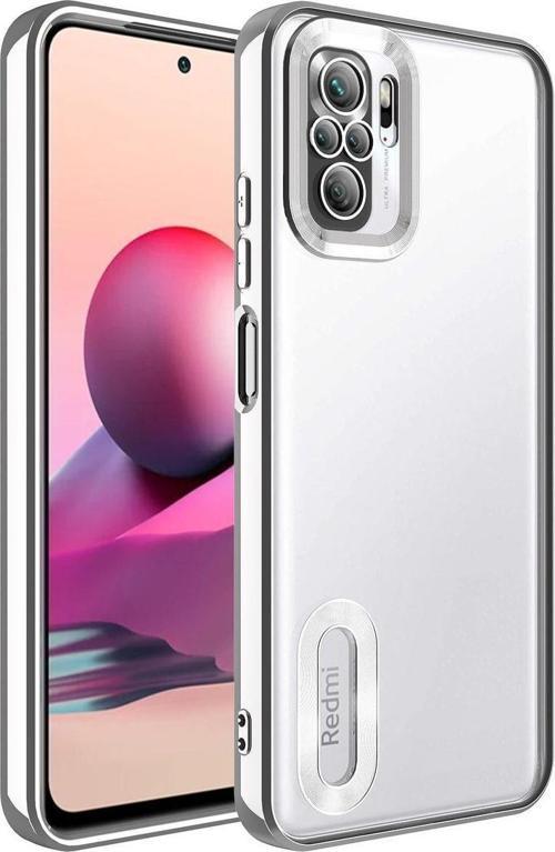 Xiaomi Redmi Note 10 Kılıf Kamera Korumalı Logo Gösteren Omega Kapak + Ekran Koruma