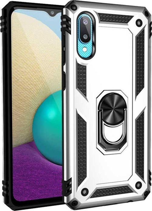Samsung Galaxy A02 Kılıf Vega Yüzüklü Standlı Tank Zırh Kapak + Ekran Koruma
