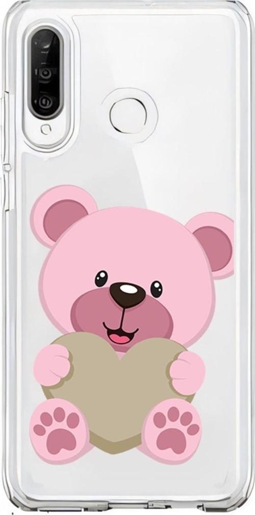 Zeynoiletişim Huawei P30 Lite Uyumlu Pembe Ayıcık  Desenli Silikon Kılıf