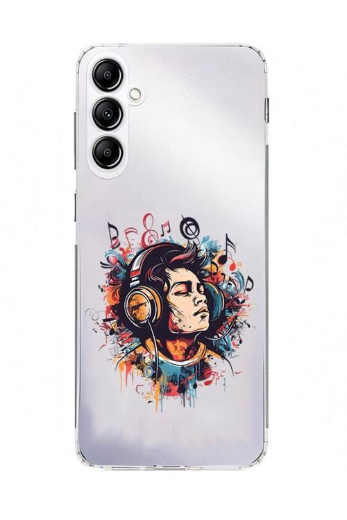 Zeynoiletişim Samsung Galaxy A14 Uyumlu Müzik Dinleyici  Desenli Silikon Kılıf