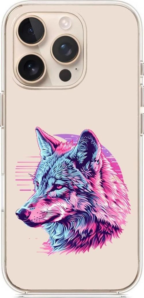 Zeynoiletişim Apple İphone 16 Pro Max Uyumlu Neon Kurt  Desenli Silikon Kılıf