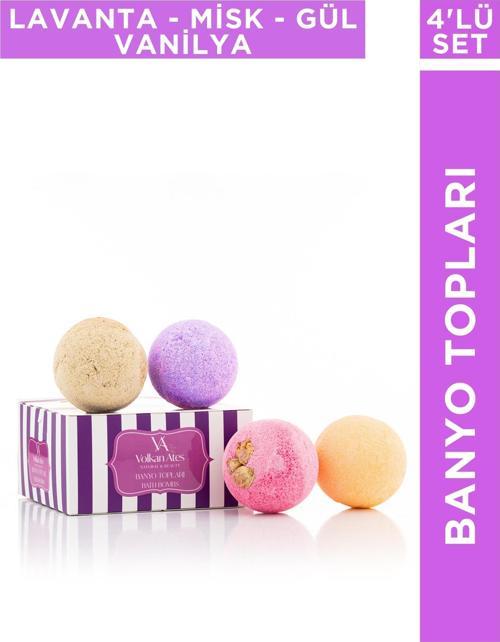 4'lü Banyo Topu Seti Lavanta - Misk - Vanilya - Gül  4x120 gr