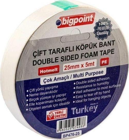 476-25 Çift Taraflı Köpük Bant 25mmx5m