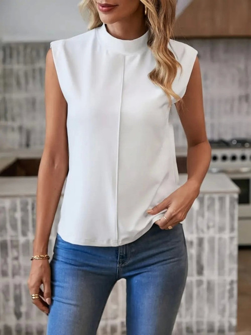 Kadın Kısa Reglan Kollu Yarı Balıkçı Yaka Ithal Krep Bluz