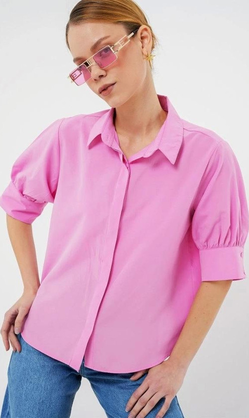 Kısa Kol Gömlek 20312 - Pembe