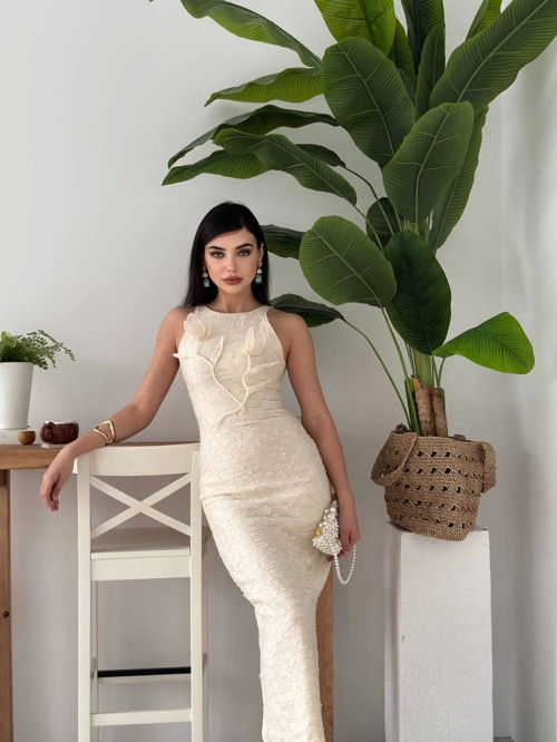 Lers Çiçek Detaylı Elbise