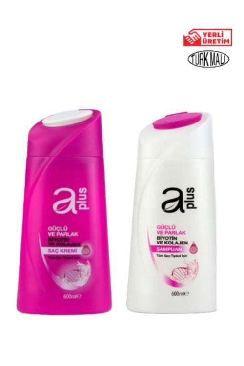 Şampuan Aplus 600 Ml Biyotin-Kolajen & Saç Bakım Kremi Aplus 600 Ml Tüm Saç Tipleri Için
