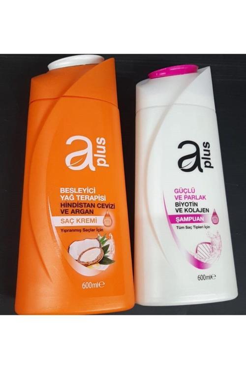 Şampuan Aplus 600 Ml Tüm Saçlar Için & Saç Kremi 600 Ml Hindistan Cevizi Ve Argan
