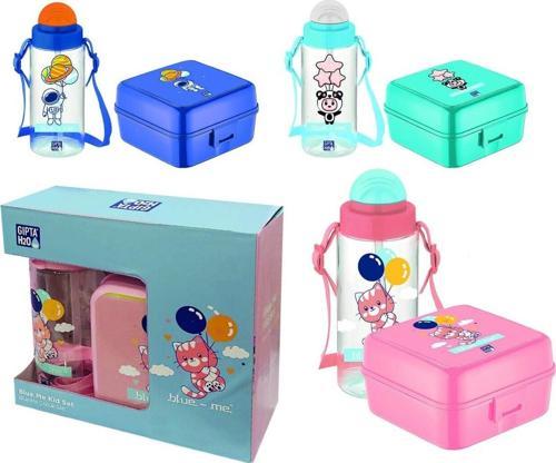 Blue-Me Tritan Pipetli Matara + Desenli Beslenme Kabı Seti