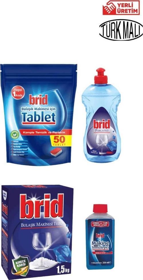 Bulaşık Makinesi Seti Brid ( 50 Li Tablet+1,5 Kg Tuz+Partatıcı+Temizleyici)