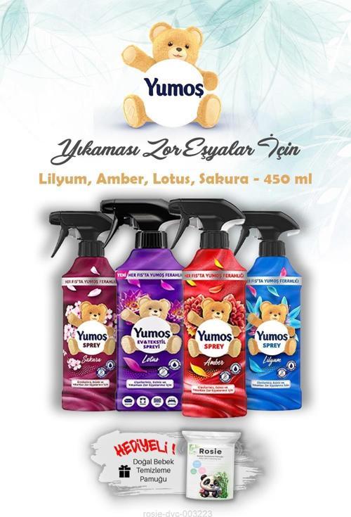 Sprey Lotus, Sakura, Amber ve Lilyum 450 Ml Yıkanması Zor Eşyalar ve ROSIE