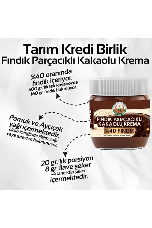 Tarım Kredi Fındık Parçacıklı Kakaolu Krema %40 Fındık 400 Gr