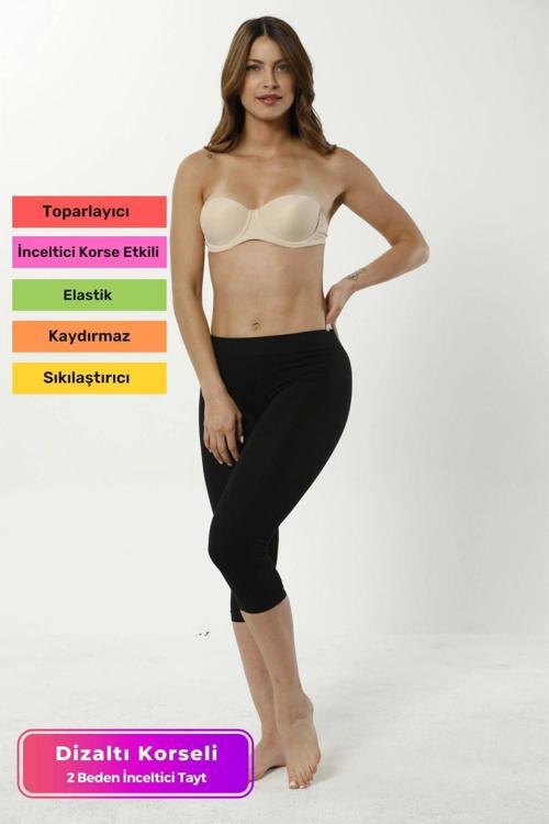 Premium Bel Kısmı Duble Çift Kat Garanti İki Beden İnceltir Toparlayıcı Diz Altı Lazer Korse Tayt