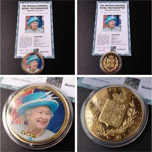 39963681b2e7f60621 Numis Proof 2016 Kraliçe Elizabeth 24Ayar AltınKaplama Sertifikalı 52gram A-35192