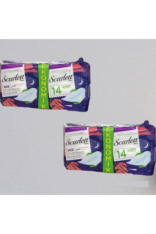 Scarlet Ultra Hijyenik Gece Pedi Kuruluk & Yumuşaklık Ekonomik Paket 2'Li Paket 28 Adet