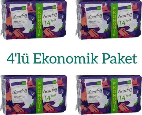 Scarlet Ultra Hijyenik Gece Pedi Kuruluk & Yumuşaklık Ekonomik Paket 4 'Lı Paket 56 Adet