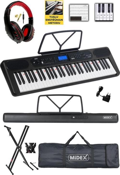 PS-5200BK-HS Pro Org 61 LED Işıklı Tuş Hassasiyetli Bluetooth Midi Kulaklık Stand