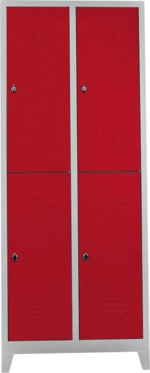 4 Lü Standart Soyunma Dolabı Gri-kırmızı 79x200x40 cm