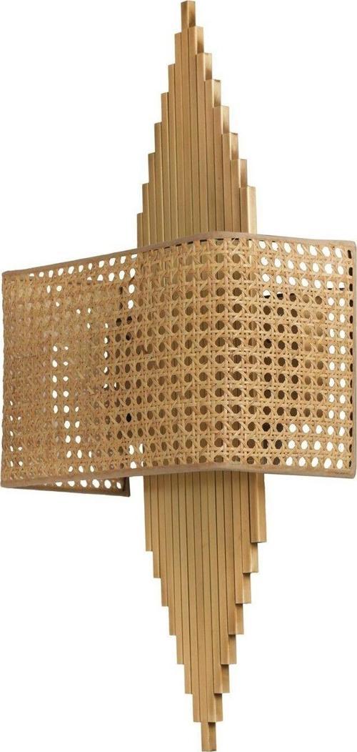 Aslı Eskitme Dikdörtgen Rattan Abajurlu Aplik