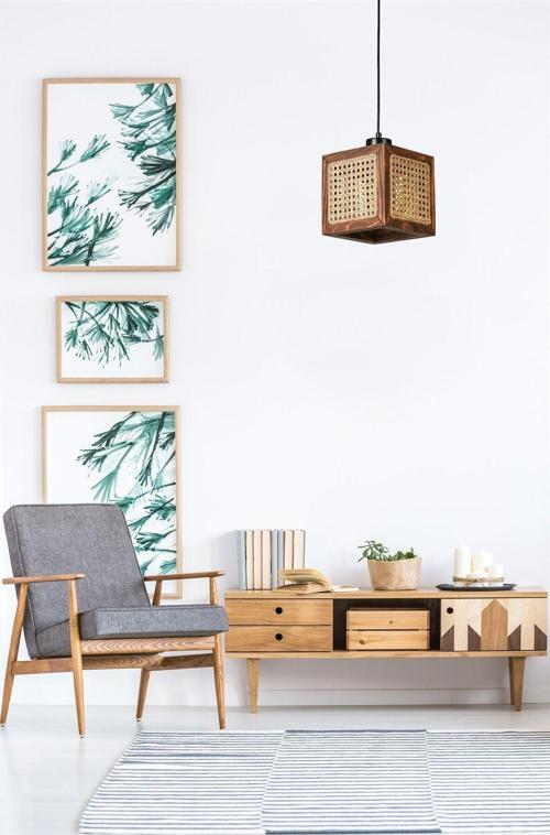 Kumsal Tekli Ceviz Rattan Sarkıt