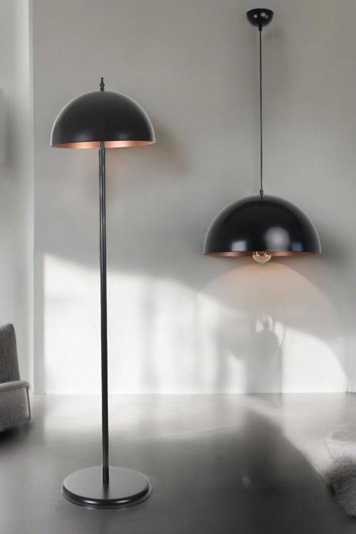 Büyük Retro Avize Lambader 2 Li Siyah Set