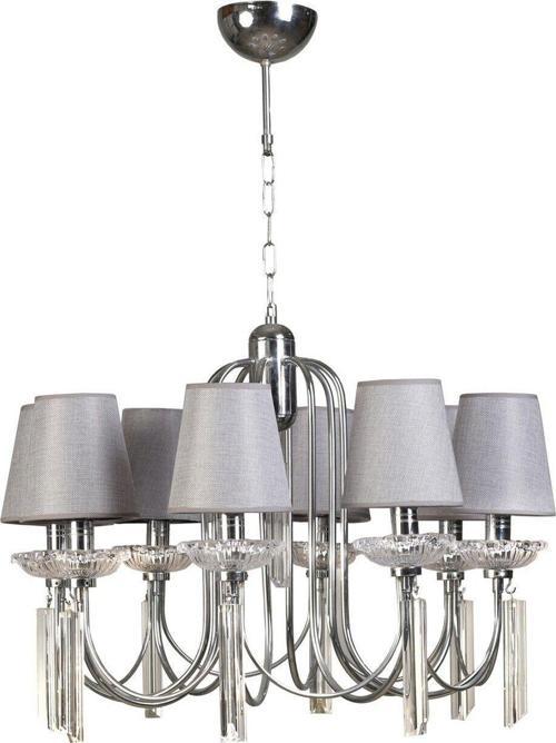 Kontes 8 Li Krom Hasır Gri Abajurlu Avize