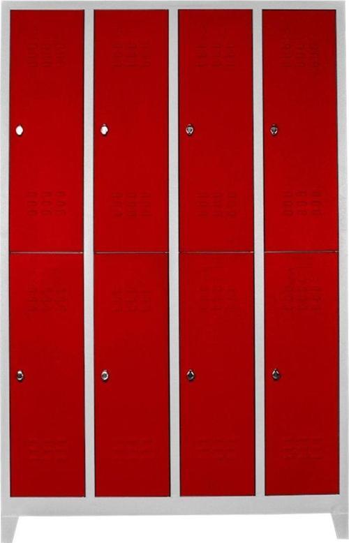 8'li Gri-Kırmızı Soyunma Dolabı